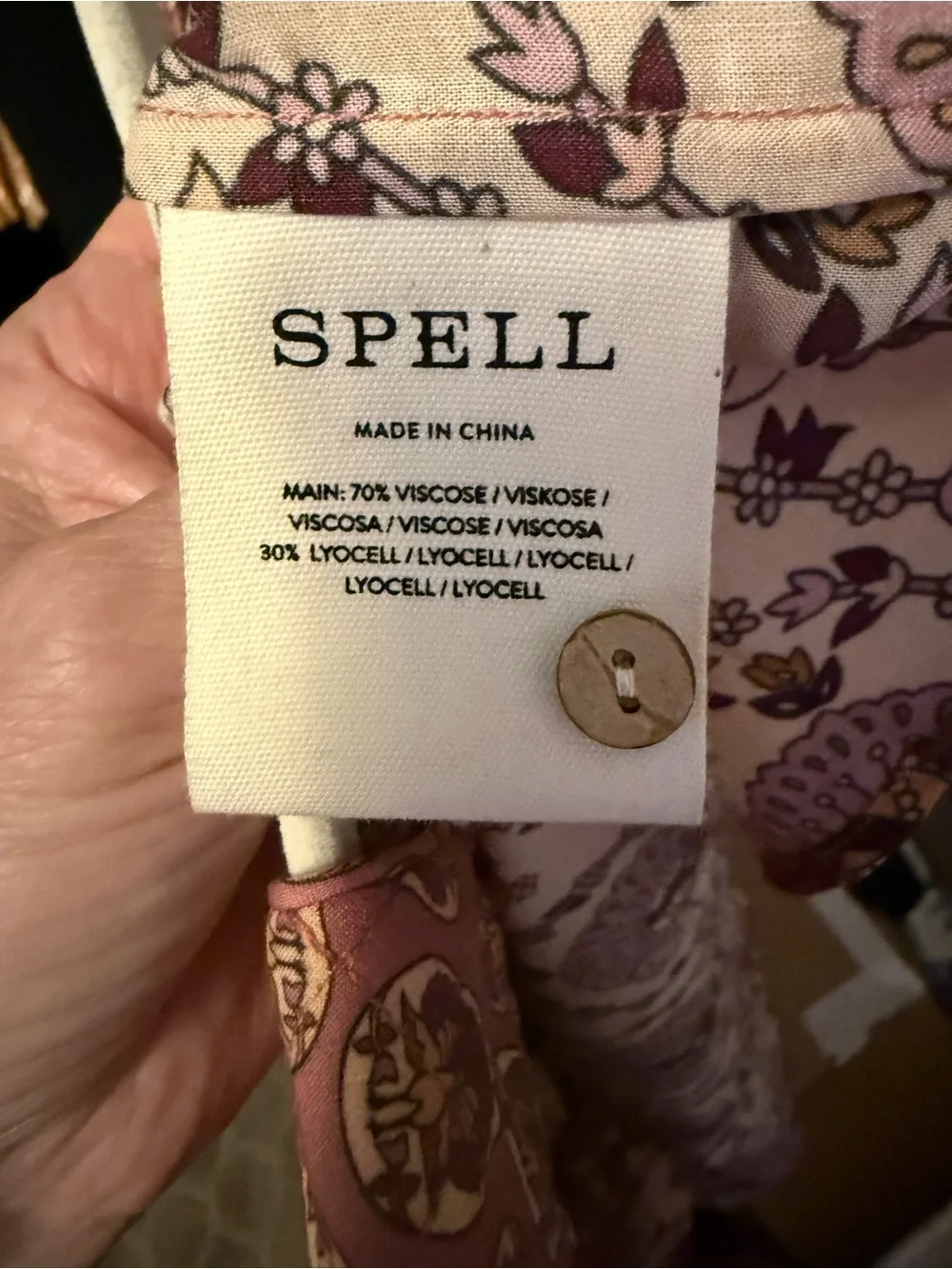 Spell Printed Peasant Blouse in Mauve and Cream
